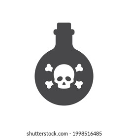 Bottle of poison with skull and bones icon. Poisonous sign with crossbones symbol.