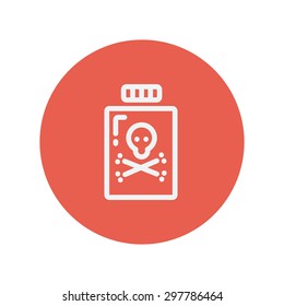 Bottle of poison thin line icon for web and mobile minimalistic flat design. Vector white icon inside the red circle.