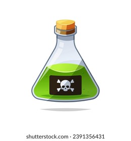 Bottle of poison vector isolated.Glass beaker with a poisonous liquid.