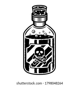 Bottle of poison vector object or design element in vintage monochrome style isolated on white background