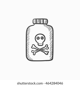 Bottle of poison vector sketch icon isolated on background. Hand drawn Bottle of poison icon. Bottle of poison sketch icon for infographic, website or app.
