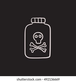 Bottle of poison vector sketch icon isolated on background. Hand drawn Bottle of poison icon. Bottle of poison sketch icon for infographic, website or app.