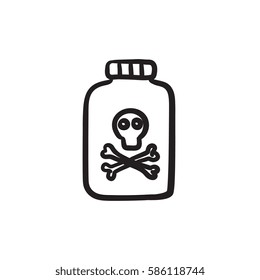 Bottle of poison vector sketch icon isolated on background. Hand drawn Bottle of poison icon. Bottle of poison sketch icon for infographic, website or app.