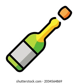 Flasche mit Korkpfeiler Symbol auf weißem Hintergrund