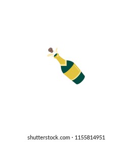 Bottle with Popping Cork Vector Flat Icon