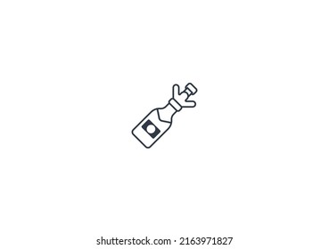 Frasco con emoticono plano vectorial de corcho Popping. Ilustración aislada de champagne. Icono de champagne