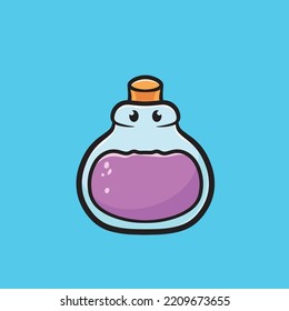 Bottle Potion Cute Character Cartoon Vector Mascot Cute Alchemist