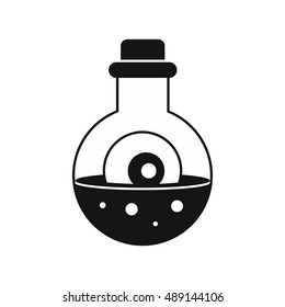Bottle with potion and eye icon in simple style on a white background vector illustration