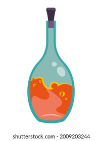 Bottle of potion. Halloween attribute in cartoon style