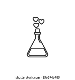 bottle potion hearts romantic passion love line vector illustration