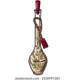 Bottle with potion or poison. Witchcraft and Magic. Vector.