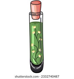 Bottle with potion or poison. Witchcraft and Magic. Vector.