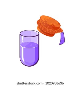 Bottle potion with rope and cork , vector flat cartoon illustration isolated on white background