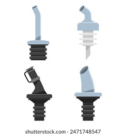 Conjunto de dibujos animados de Vector de vertidores de botellas aislado sobre un fondo blanco.
