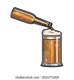 bottle pouring in beer glass isolated