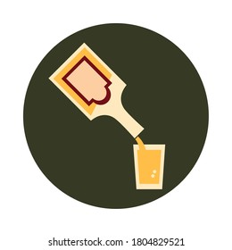bottle pouring liquor cup celebration party block and flat icon vector illustration