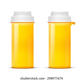 Bottle of  of prescription pill with labels template, Vector illustration