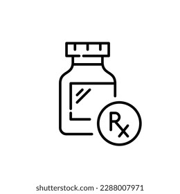 Bottle of prescription pills. Healthcare and medication. Pixel perfect, editable stroke icon