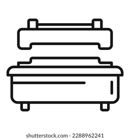 Bottle press machine icon outline vector. Medicine factory. Action research