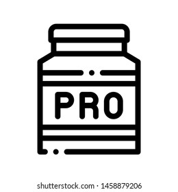 Bottle Pro Sport Nutrition Vector Thin Line Icon. Bio Balancers Health Vitamin Sport Nutrition Linear Pictogram. Dietary Protein Ingredient, Iso, Bar Bodybuilding Contour Illustration