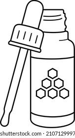 A bottle of propolis. Vector outline illustration.