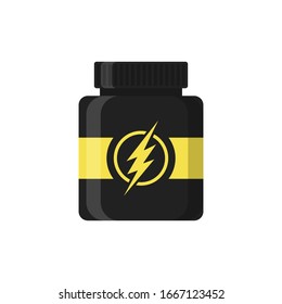 Bottle protein flat on white background. Healthy nutrition. Vector illustration flat design