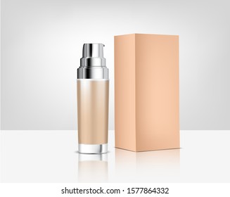 Bottle Pump Mock up Realistic Organic Cosmetic and Box for Skincare Product Background Illustration. Health Care and Medical Concept Design.