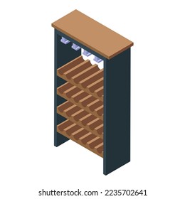Bottle rack icon isometric vector. Wine room. Food wood