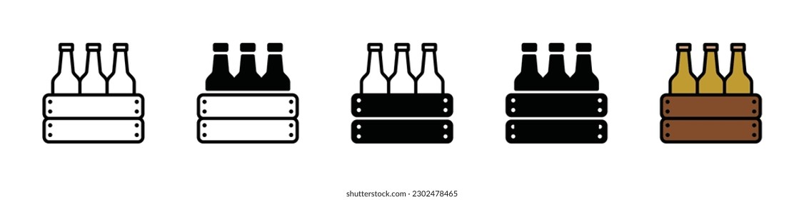 Bottle rack icon vector in thin line, flat, and color style with editable stroke on white background. Beer and brewing cabinet sign and symbol. Vector illustration