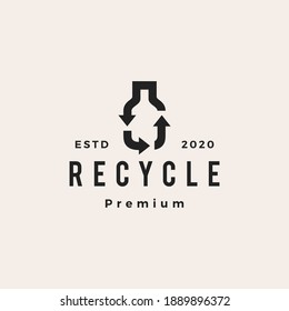 Bottle Recycle Hipster Vintage Logo Vector Icon Illustration