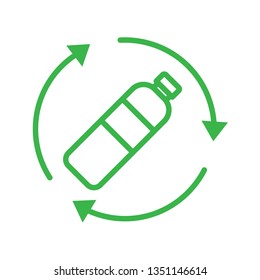 Bottle recycle icon. Reduce plastic use, campaign. Stroke outline style. Vector. Isolate on white background.