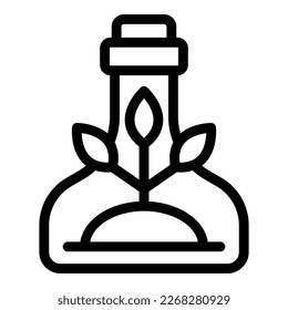 Umriss-Vektorgrafik des Flaschenrecyclings. Fabrikabfälle. Programmanzeige