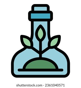Bottle recycling icon outline vector. Factory waste. Program disponsal color flat