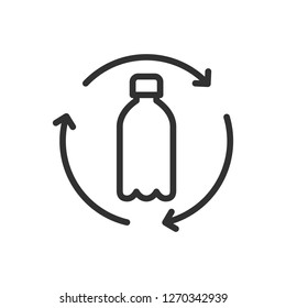 Bottle And Recycling Mark. Linear Icon. Line With Editable Stroke