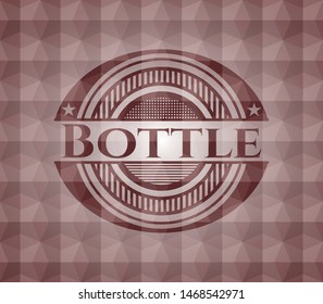 Bottle red emblem or badge with abstract geometric polygonal pattern background. Seamless.
