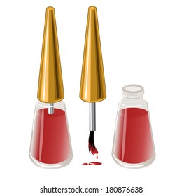 Bottle with red nail lacquer, eps10 
