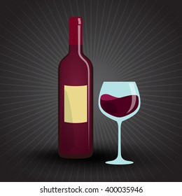 bottle of red wine and a glass of  red wine