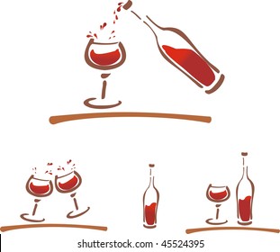 Bottle of red wine with a glass