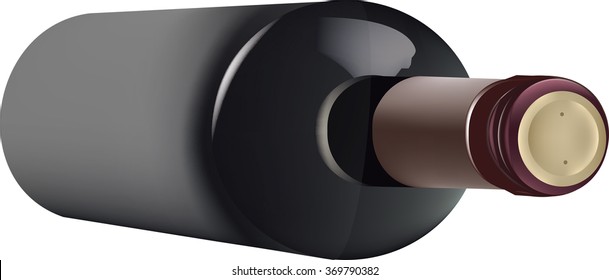 bottle of red wine glass lying in exposure without nameplate
