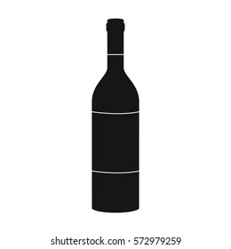 Bottle of red wine icon in black style isolated on white background. Wine production symbol stock vector illustration.