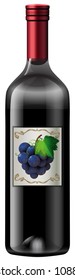 Una ilustración de una botella de vino rojo