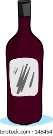 Bottle of red wine, illustration, vector on white background.