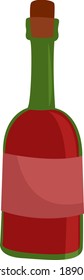 Bottle of red wine, illustration, vector on a white background.