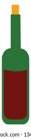 A bottle of red wine is ready to serve vector color drawing or illustration 