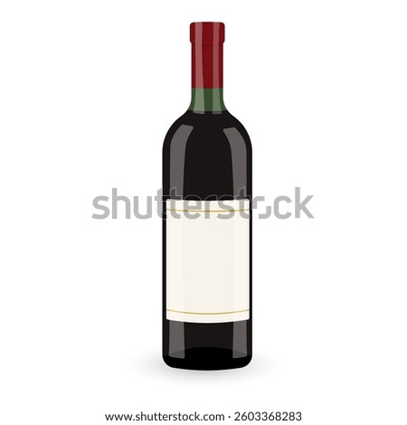 Bottle of Red Wine. Realistic Vector Illustration of a Bottle of Red Wine Perfect for Various Creative Projects
