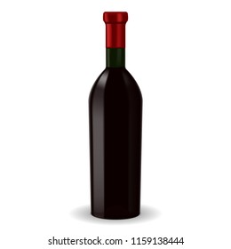 Bottle of red wine. Vector 3d illustration isolated on white background