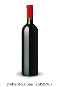 Bottle of red wine - vector drawing