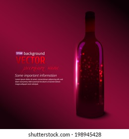 Bottle of red wine. Vector illustration. Brochure template