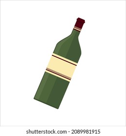 A bottle of red wine. Vector illustration