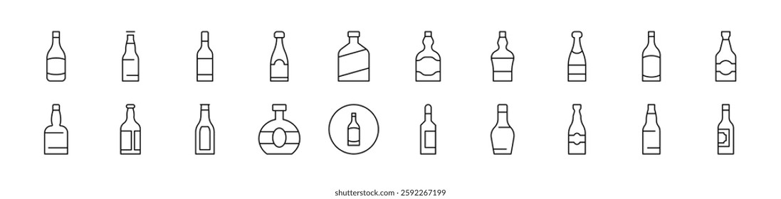Bottle Related Line Icons for Web Sites, Books, Cards, Apps. Editable Stroke. Suitable for Web Sites, Books, Cards, Apps